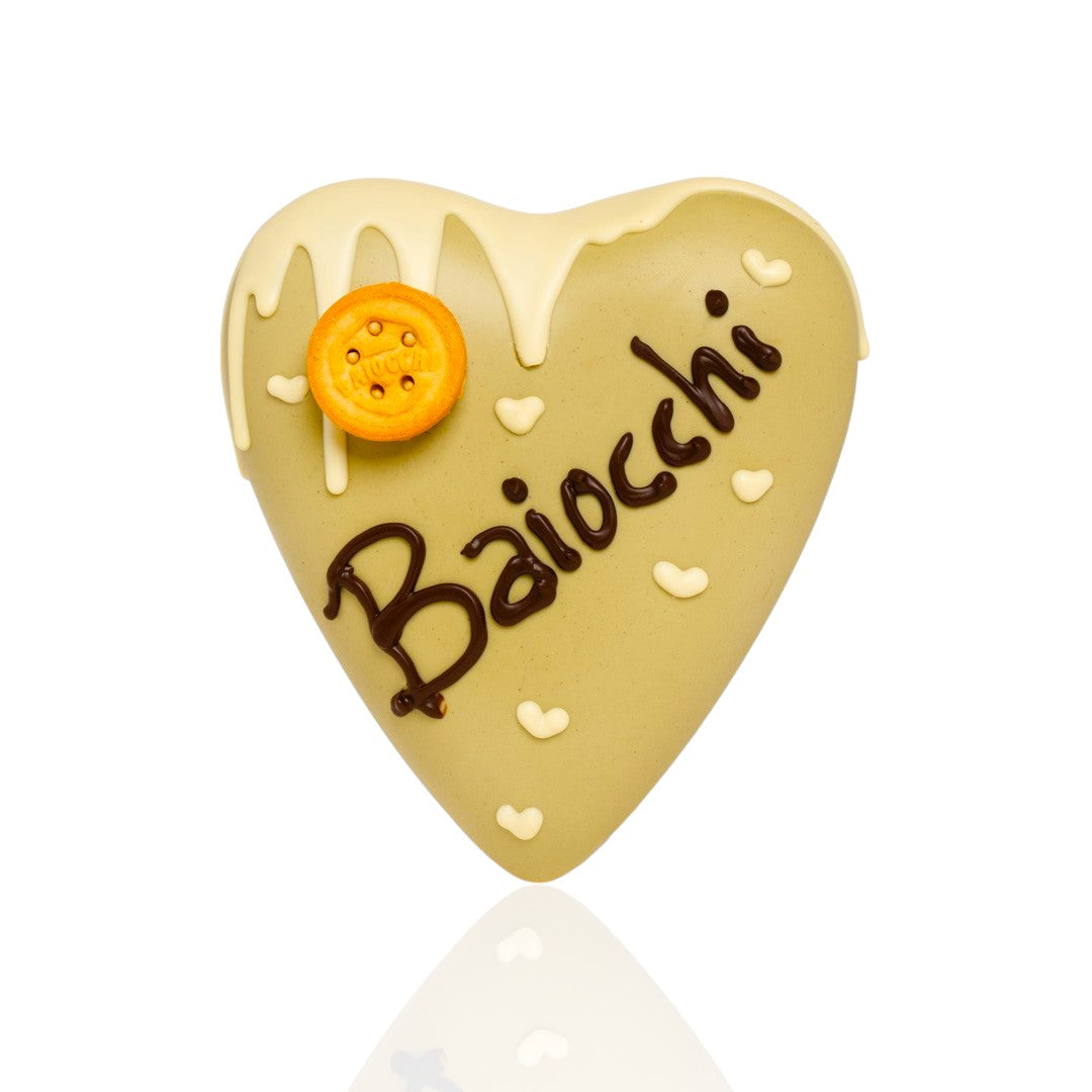 CUORE CIOCCOLATO AL PISTACCHIO CON BAIOCCHI PERSONALIZZABILE 600 GR.