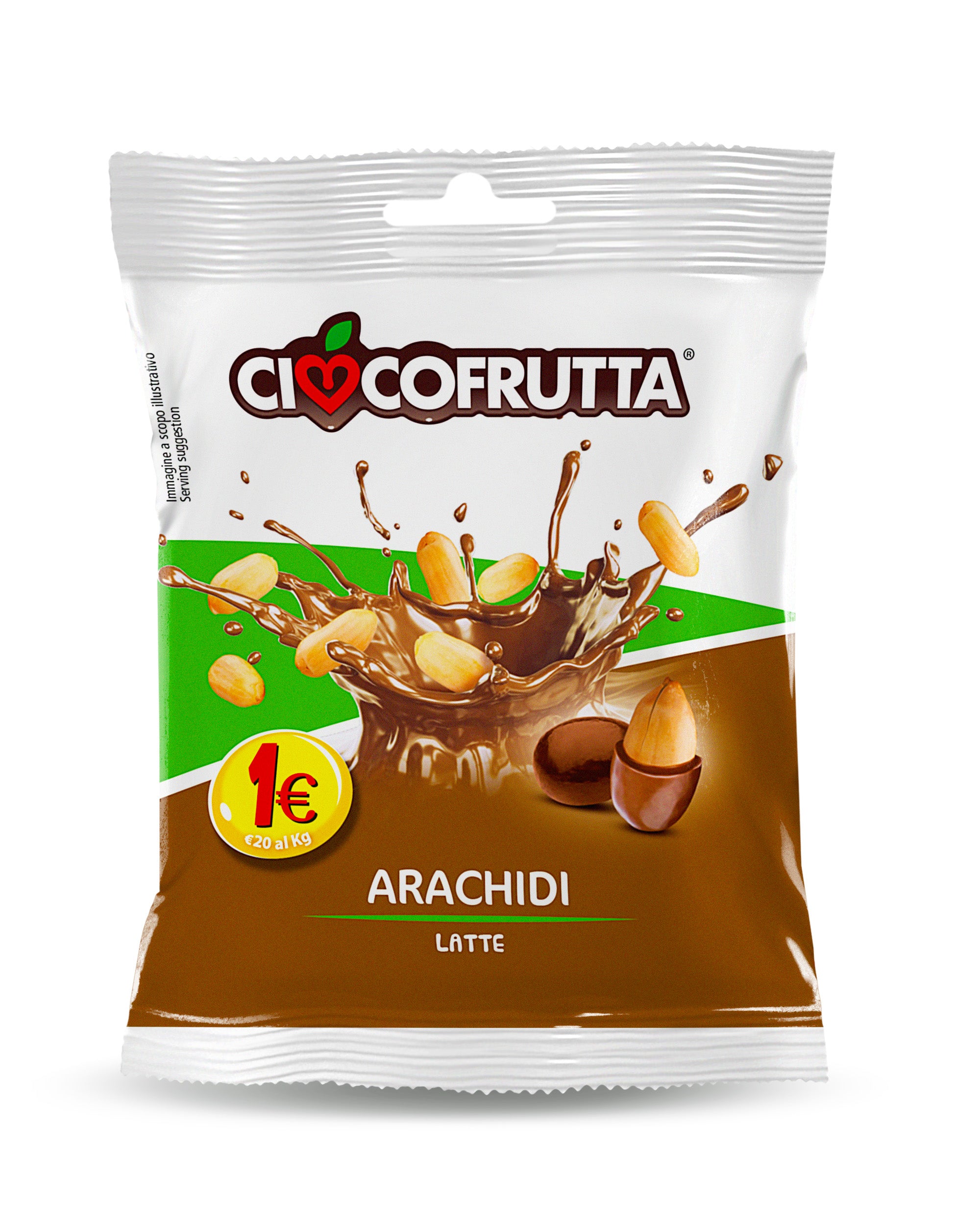 10 pz. Arachidi ricoperte di cioccolato a latte Ciocofrutta