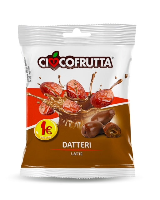 10 pz. Datteri coperti di cioccolato a latte Ciocofrutta