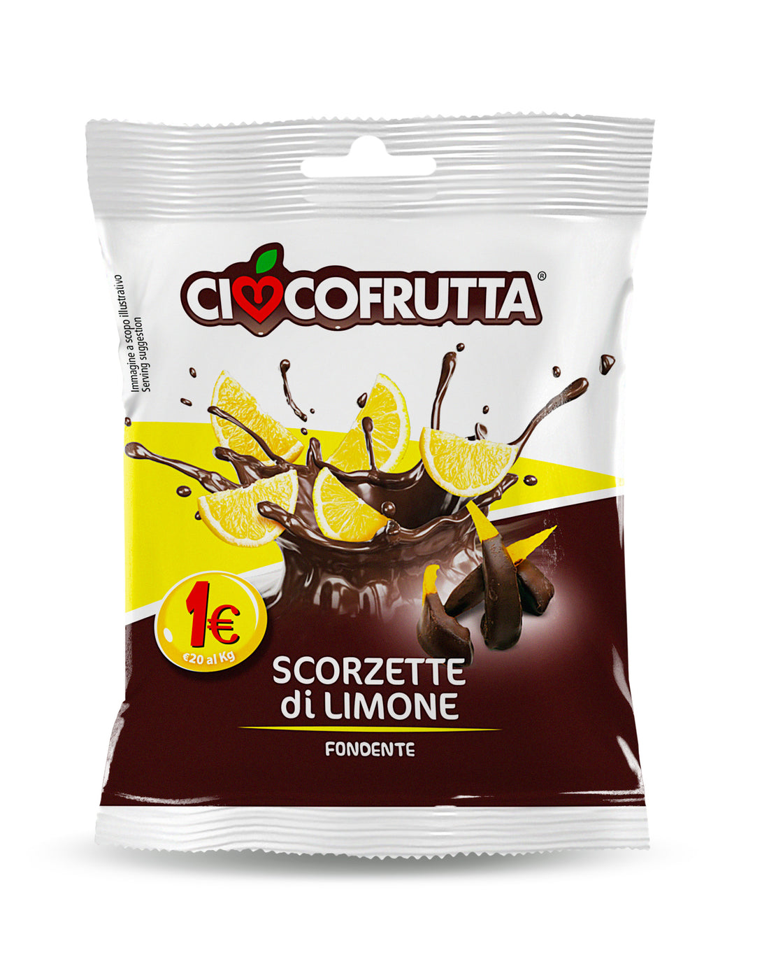 10pz. Scorzette di limone ricoperte di cioccolato fondente Ciocofrutta