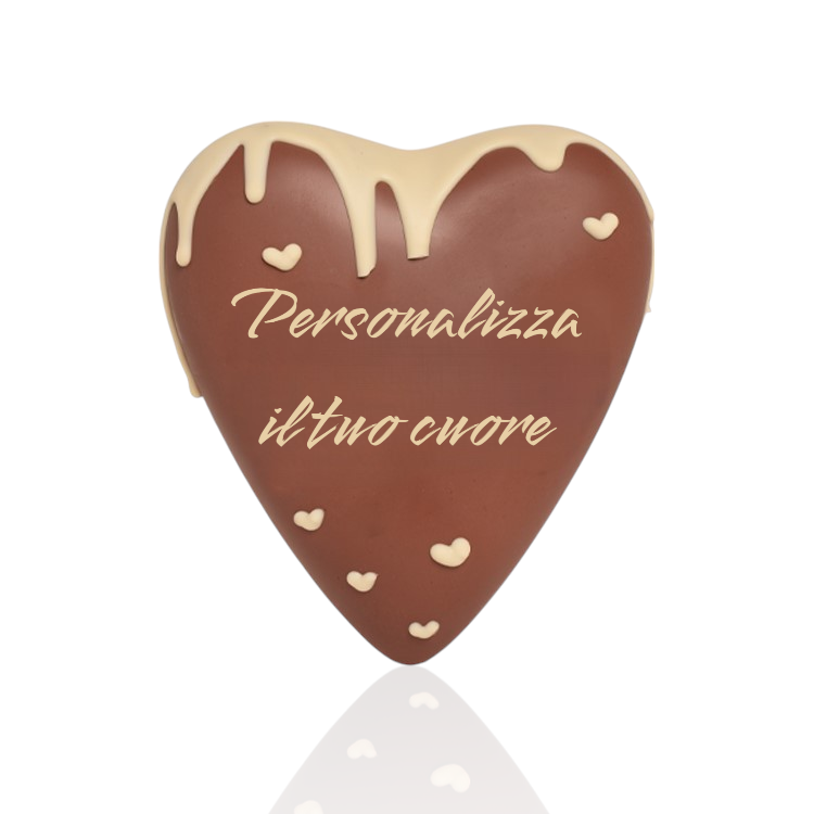 CUORE AL CIOCCOLATO LISCIO CON GRANELLA DI NOCCIOLE PERSONALIZZABILE  600 GR.