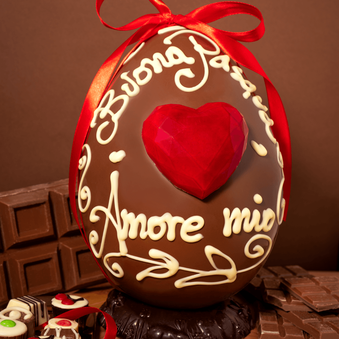 UOVO BUONA PASQUA AMORE MIO CUORE ROSSO 600GR